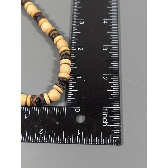Y2K Brown Wood Bead Surfer Style Necklace Beach Coastal 18 in - Picture 7 of 7